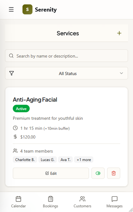 Let customers book exactly what they need - Mobile view